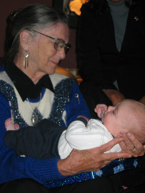 Caleb & My mother - her 80th birthday party Dec. 10th