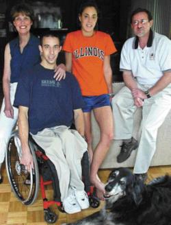 athlete Brent Lakatos. From the left are his mother, Barbara (Payson), sister Trisha and father, Steve. Below is Chop